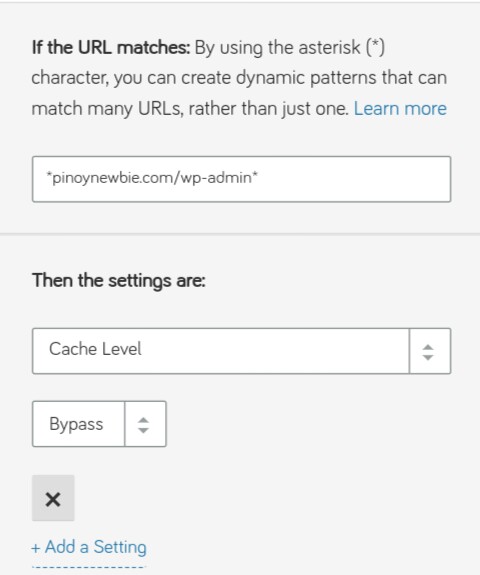 cloudflare page rule for wordpress